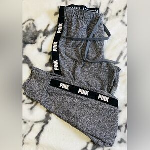 VS PINK Ultimate Black/White/Melange Jogger Yoga Lounge Stretch Pants/Ladies XS